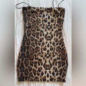 Leopard Print Sequin Dress